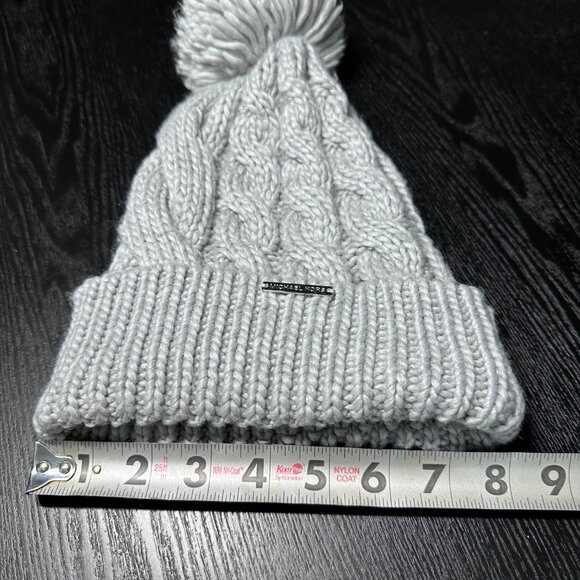 Michael Kors Beanie - Cable Knit Hat w/ Pom-Pom - Gray - Picture 6 of 6